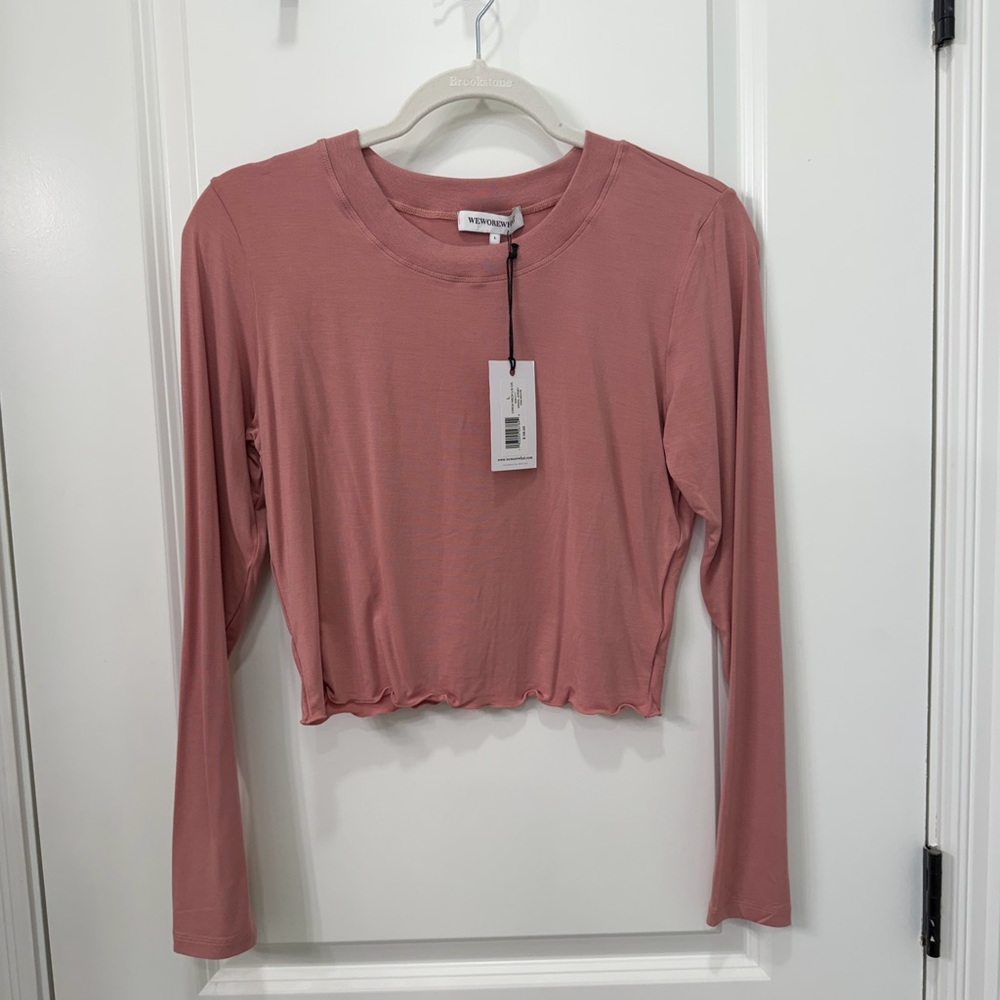 WeWoreWhat Mauve Long Sleeve Crop Top